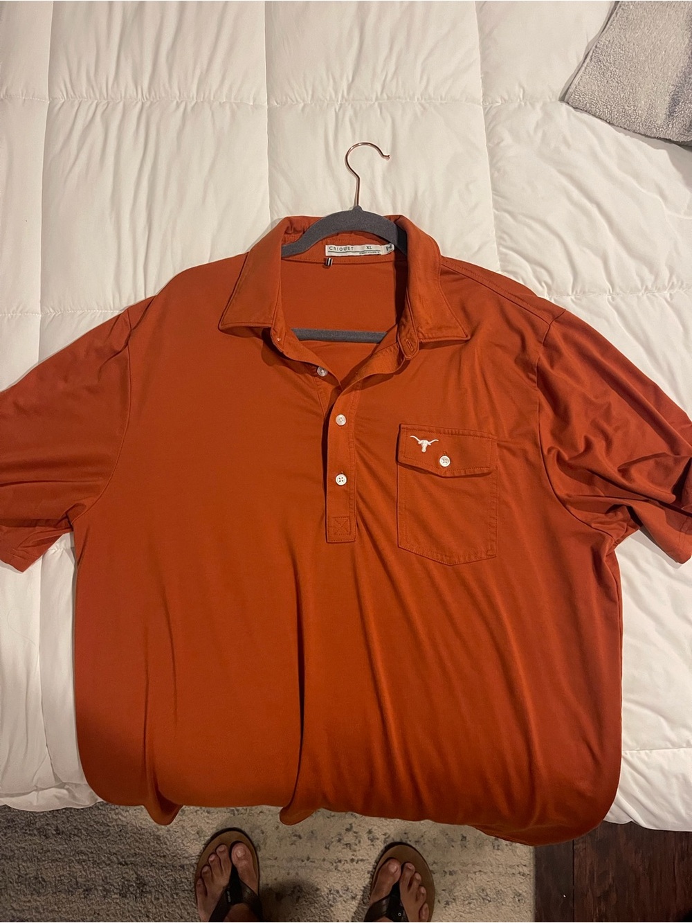 Criquet Rust Orange Short-Sleeve Polo with Embroidered Logo